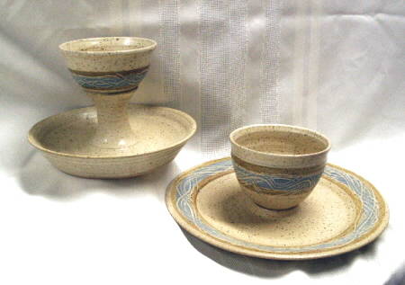 new intinction servers in Otoe glaze by Ocepek Pottery photo of two new communion ware vessels in Otoe glaze by Ocepek Pottery