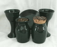 photo of Green travel communion set made by Debra Ocepek of Ocepek Pottery