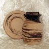 photo of Deacon travel communion set in Memorial pattern made by Debra Ocepek of Ocepek Pottery