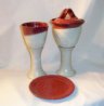 photo of pottery communion set made by Debra Ocepek of Ocepek Pottery