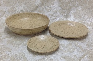 photo of 3 patens in cream glaze by Ocepek Pottery