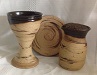 photo of our Pastor wheel-thrown travel communion sets