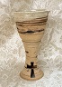 Memorial communion pottery pouring chalice with carved cross made by Debra Ocepek of Ocepek Pottery photo of Memorial communion pottery pouring chalice with carved cross made by Debra Ocepek of Ocepek Pottery