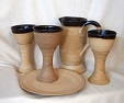photo of Natural pattern Lord's Supper communion set communion pottery made by Debra Ocepek of Ocepek Pottery Communionware