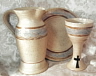 photo of spirit pottery communion set - chalice, paten, flagon - in Spirit glaze by Ocepek Pottery