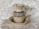 photo of stoneware communion cruet made by Debra Ocepek of Ocepek Pottery
