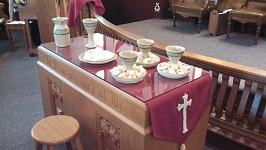 photo of One Piece Servers and Congregational Communion set in use during church service